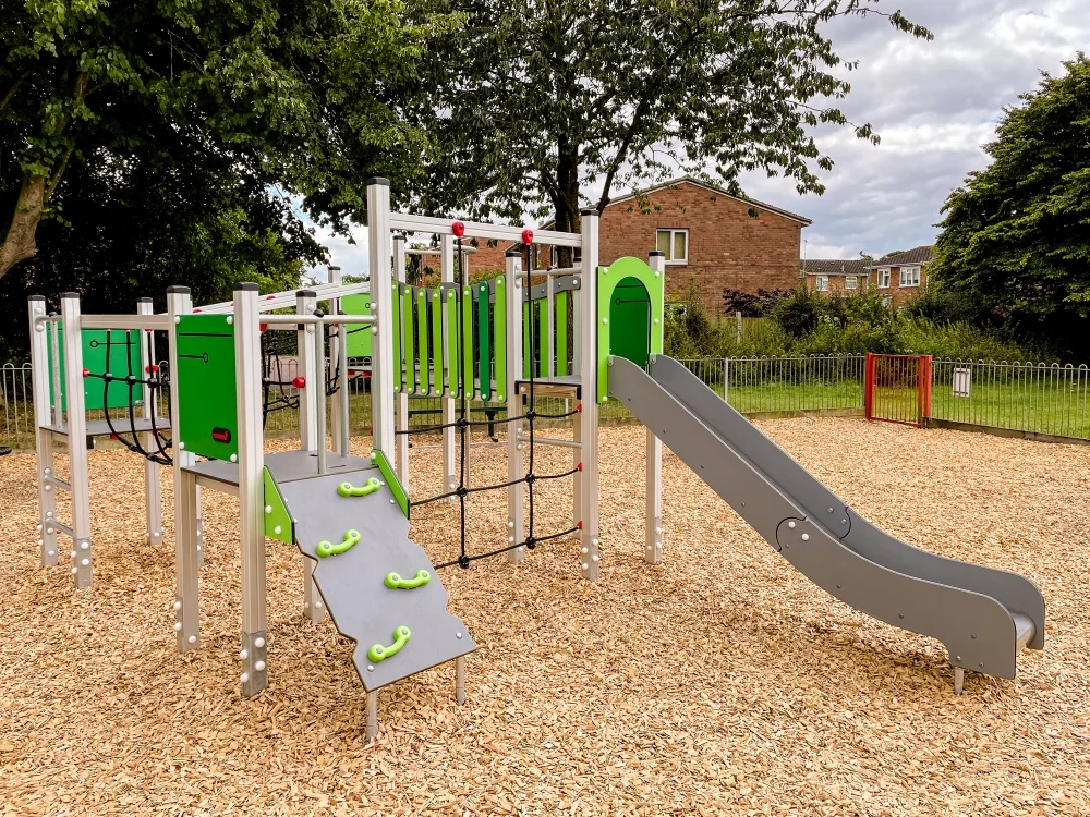 Green Climbing Play System with Slide 