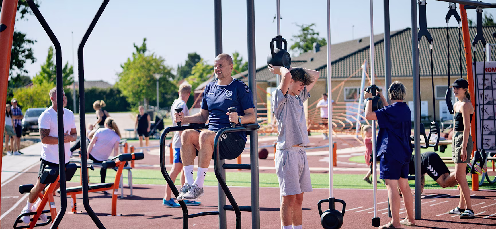 People working out at an outdoor gym