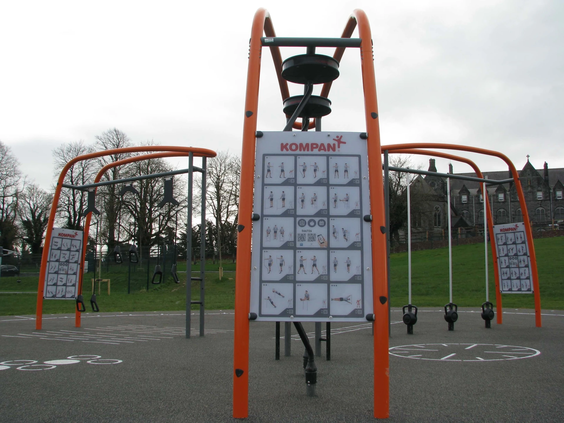 fitness sign to explain different types of workouts in an outdoor gym