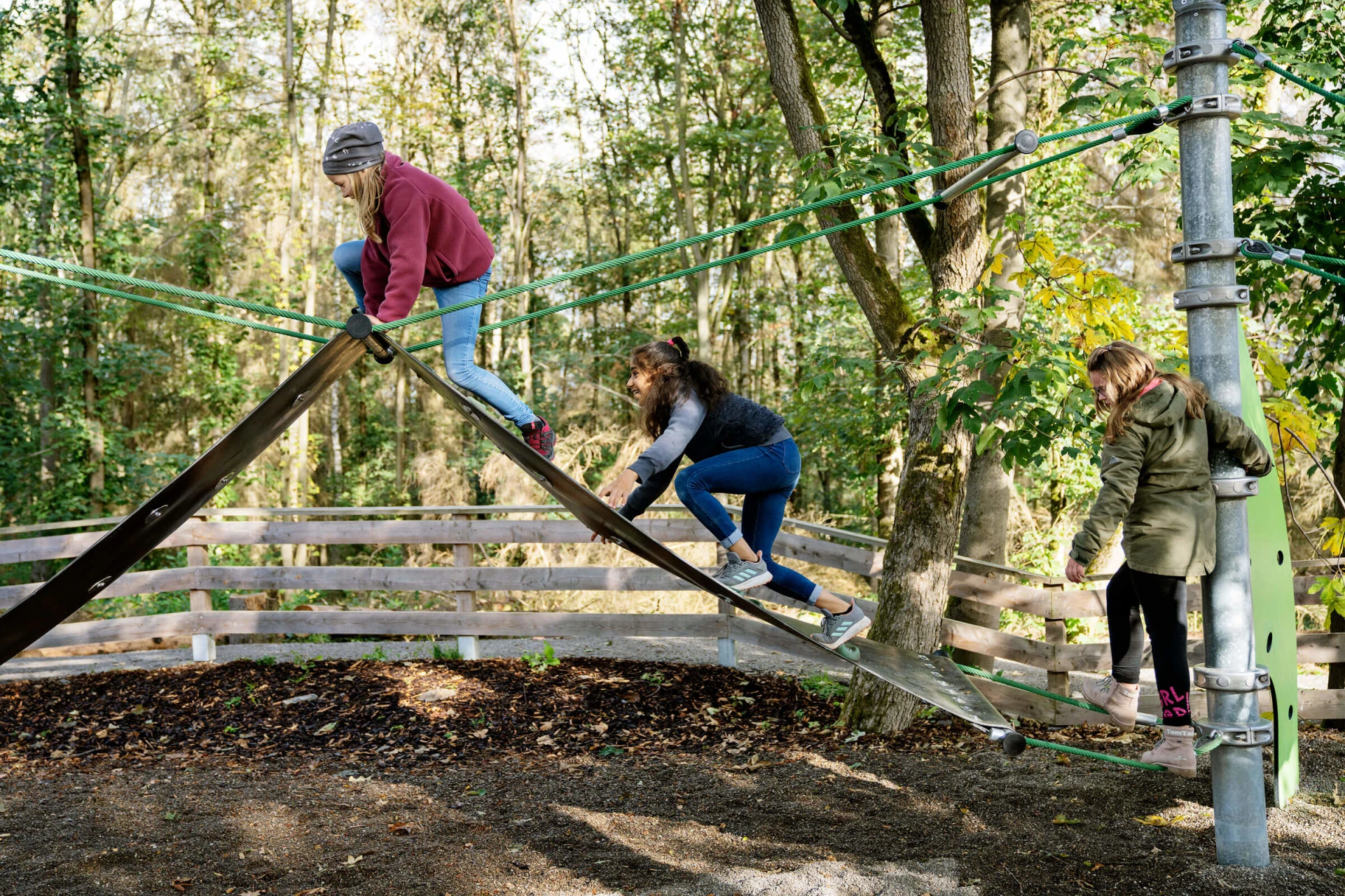 Children climbing on climbing trail at Harzdrenalin activity park