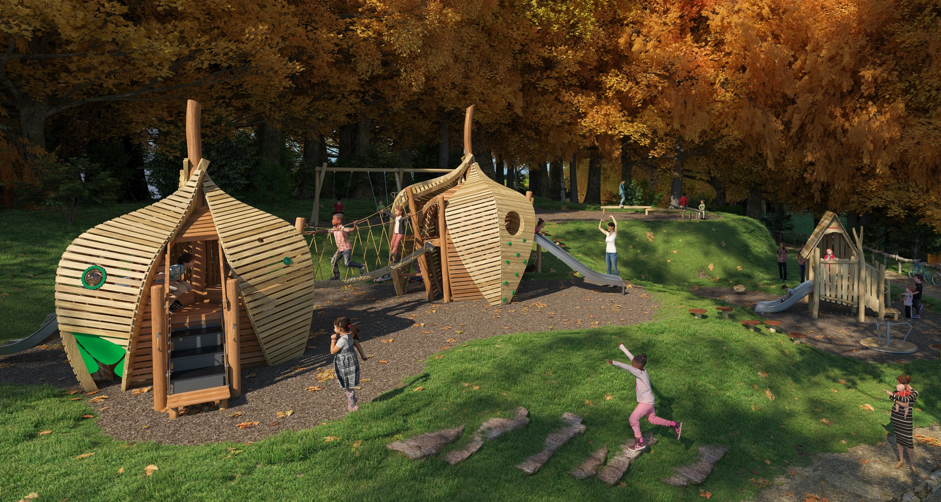 Concept design for a natural wooden playground - The Chestnuts