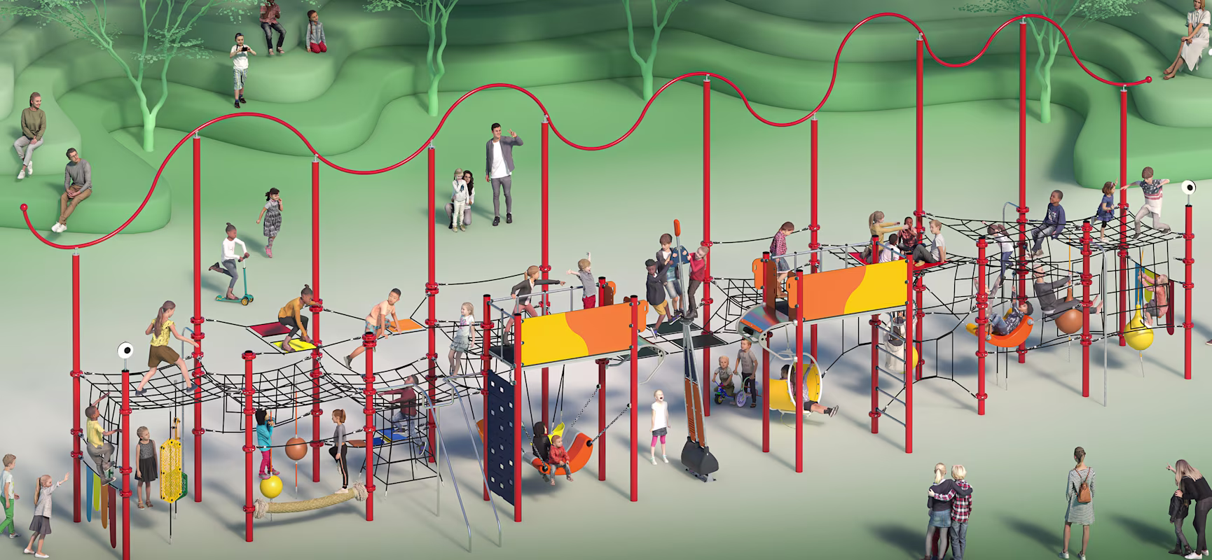 Design rendering of a playground obstacle course