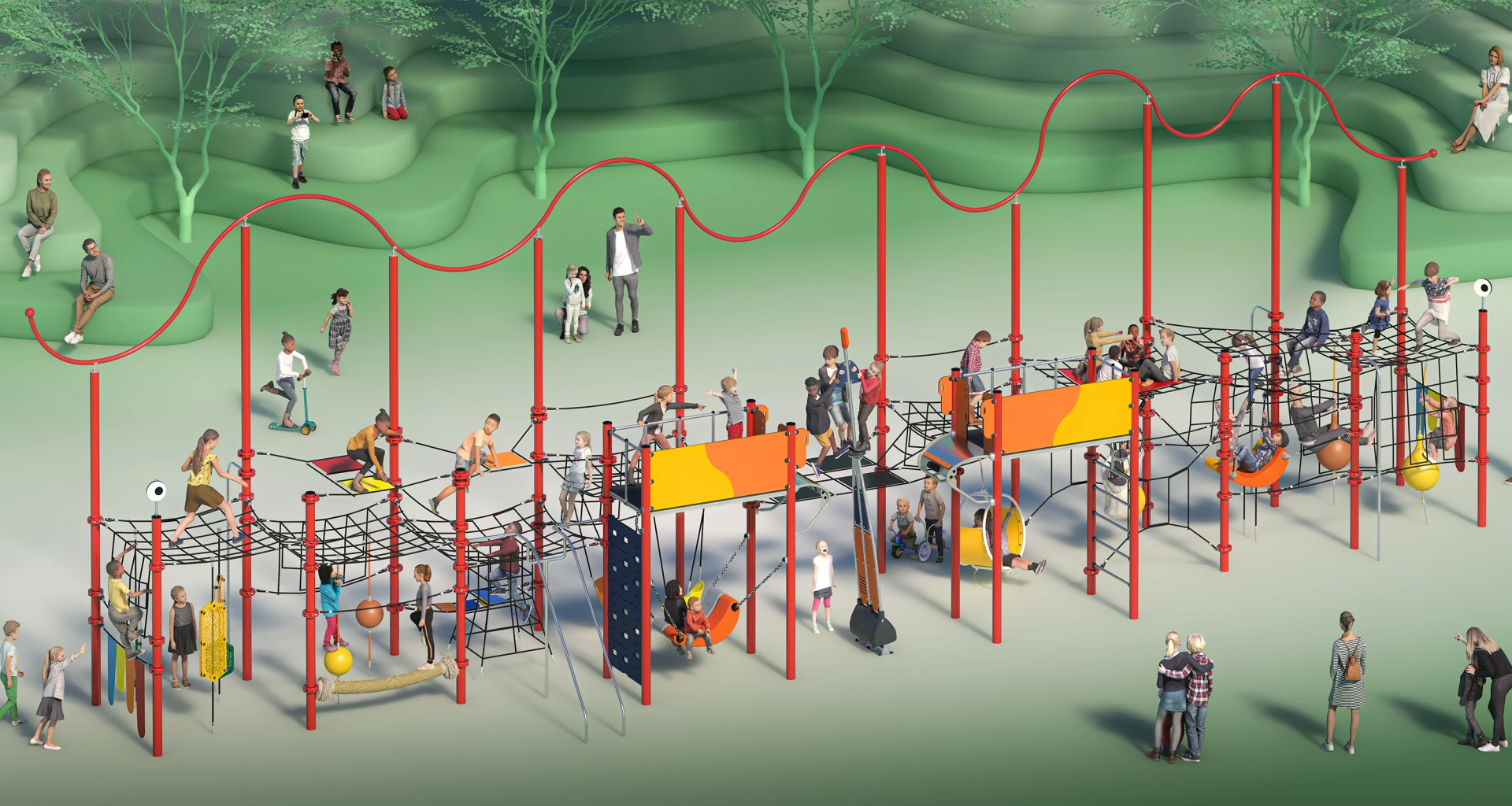 Design rendering of a playground obstacle course