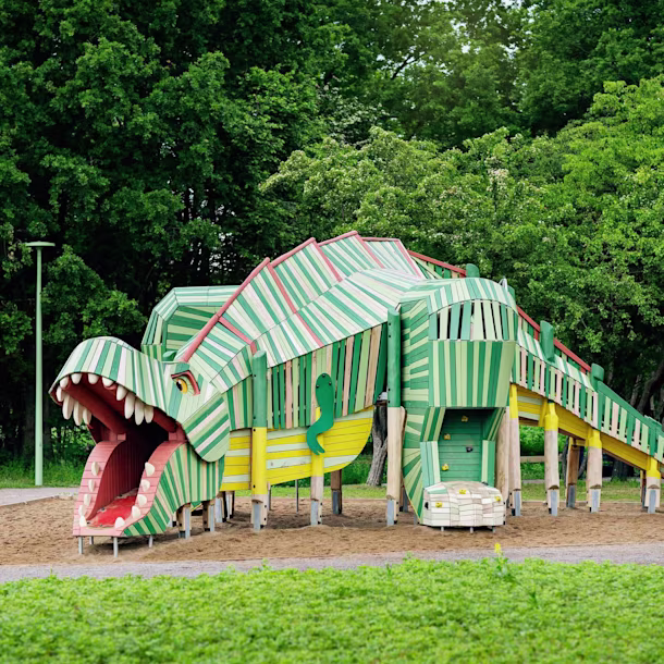 Custom dinosaur playground in Helsingborg in Sweden