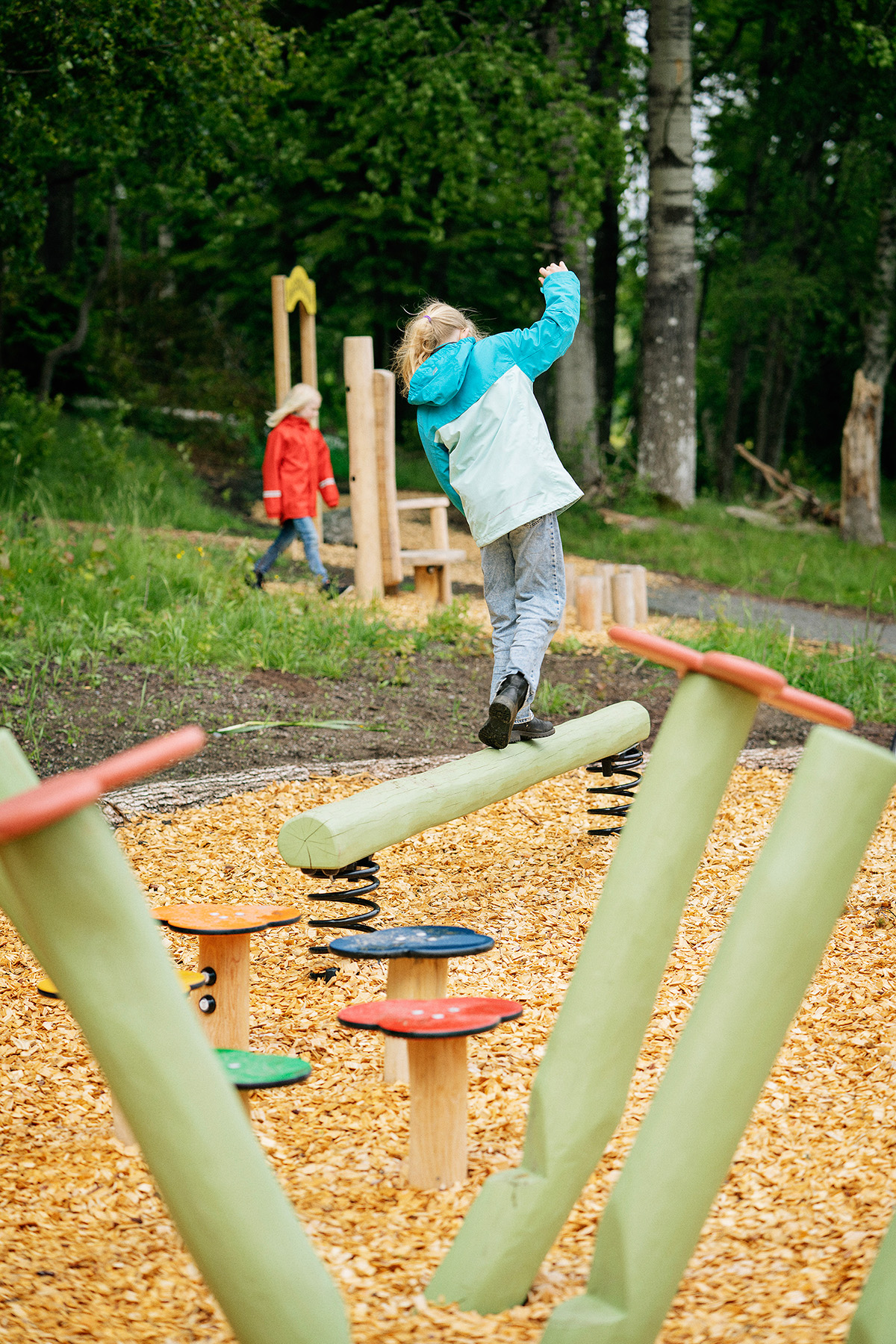 naturlekplats på en förskola i Tyskland
