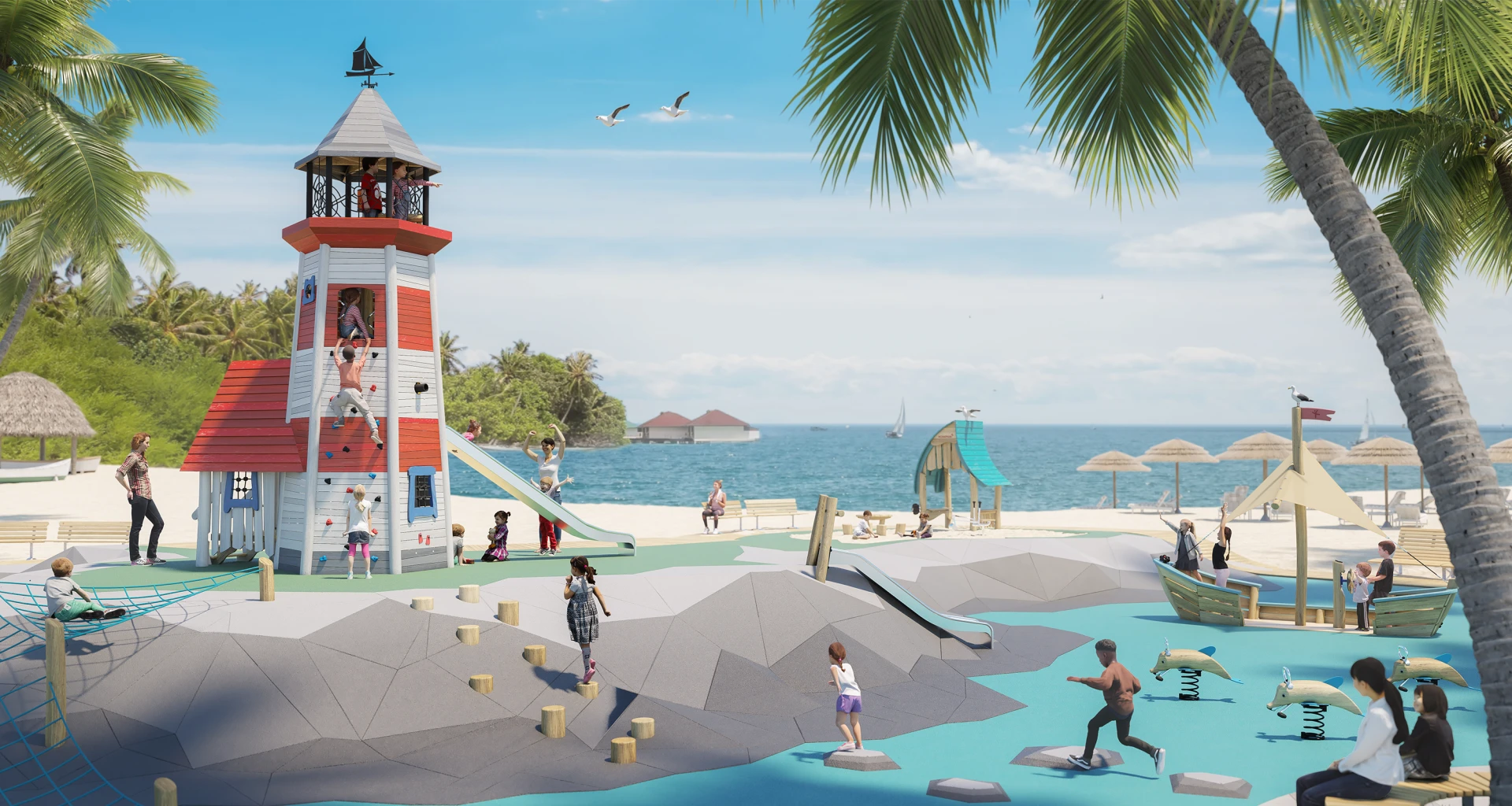 Design rendering of a lighthouse play structure