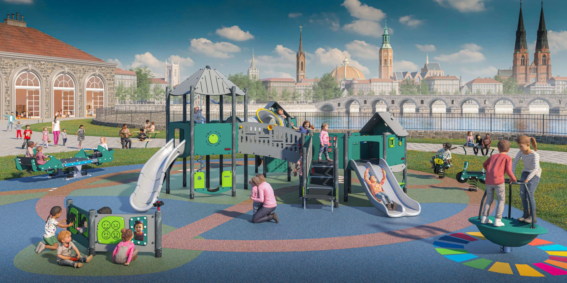 Design-Vorchlag für einen klimafreundlichen Kindergarten-Spielplatz 