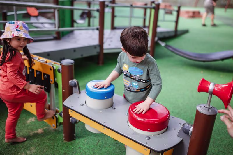 kindergarten playground with happy kids