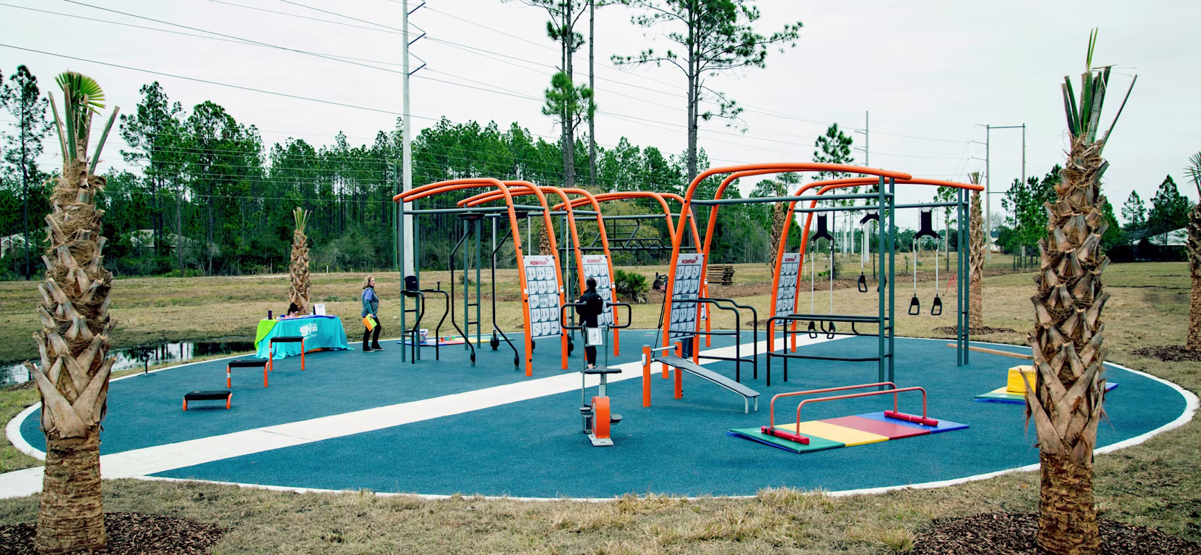 an outdoor gym with calisthenics equipment