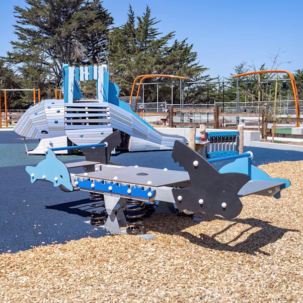 KOMPAN outdoor fitness and play area, called CommonGround, in Marina, California