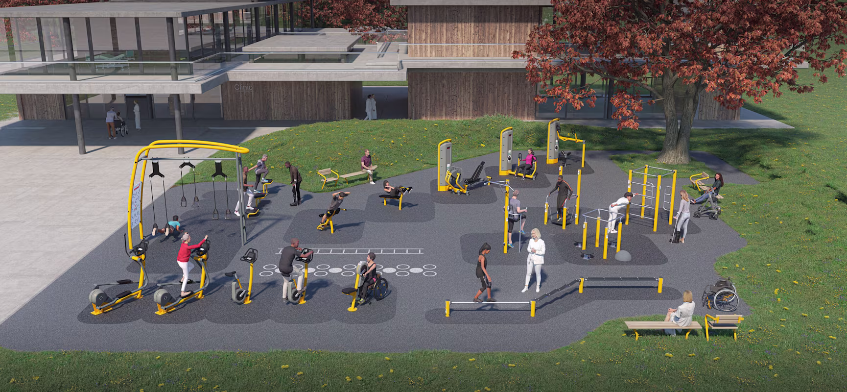 design idea of outdoor fitness equipment for rehabilitation
