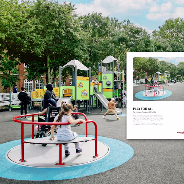 a children's play area with children playing on the playground.