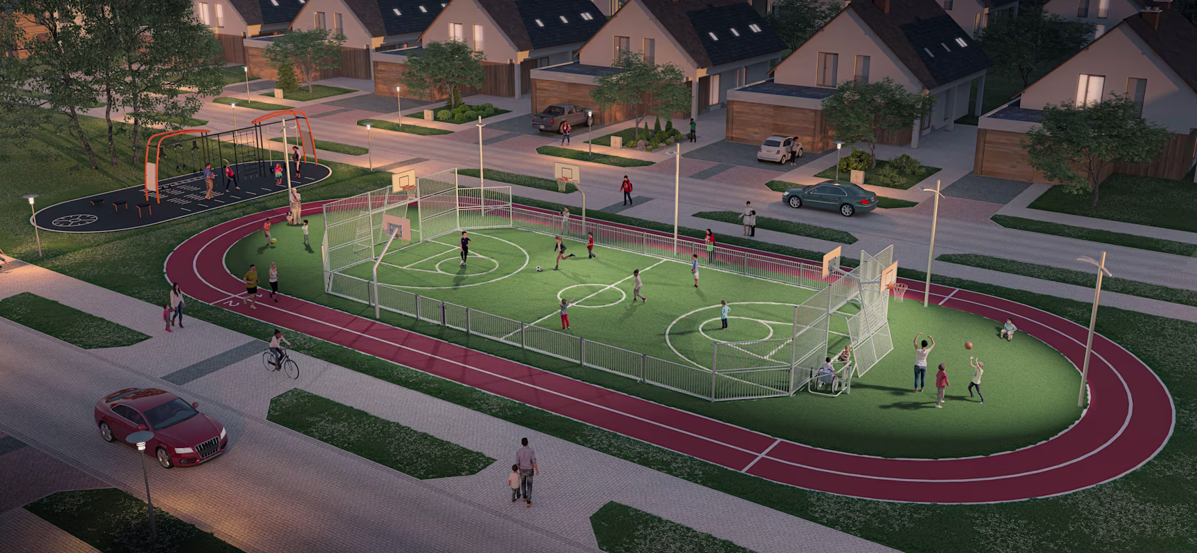 design idea of a multi use games area for communities in the suburbs