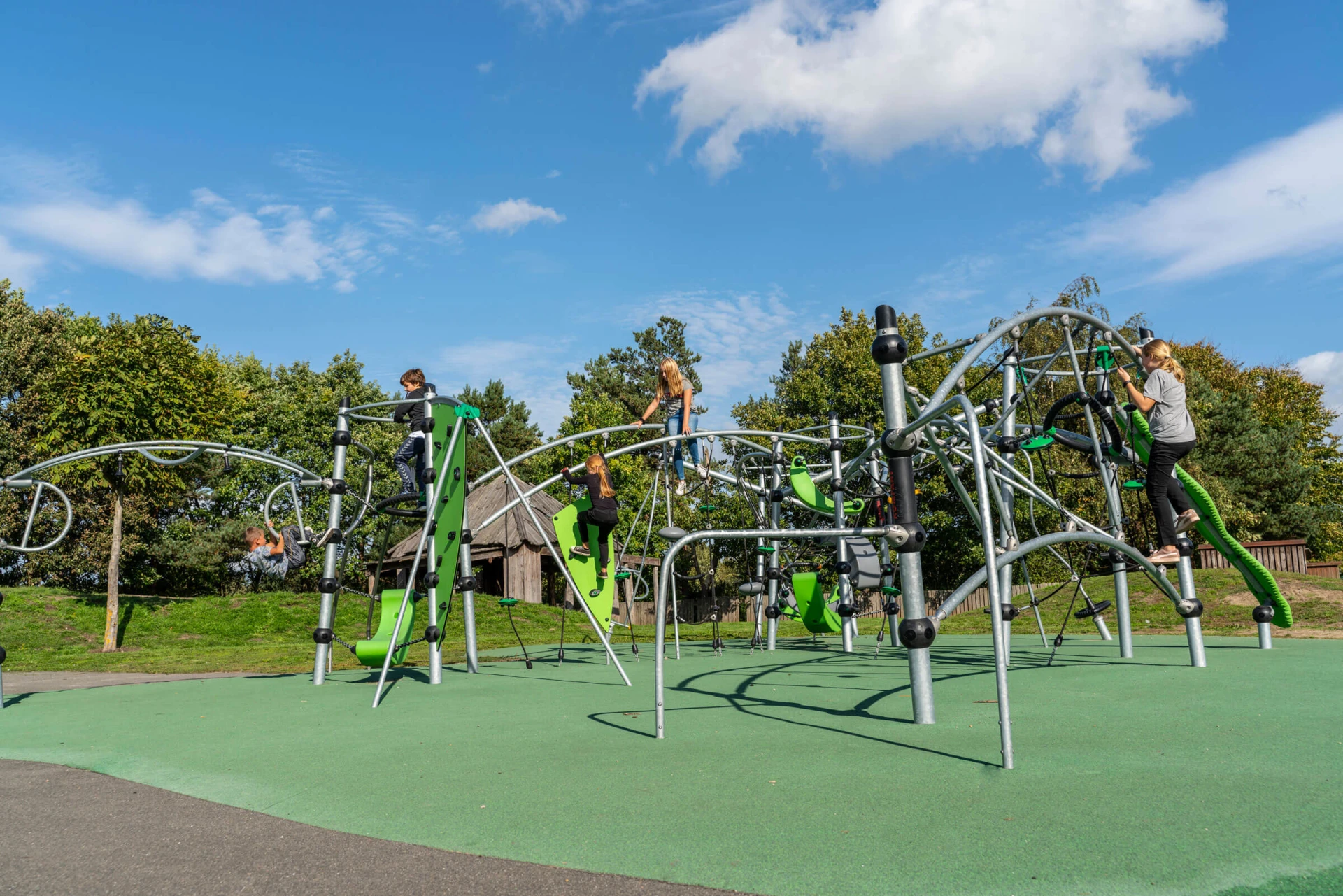 school with play systems with a futuristic design, designed for teenagers