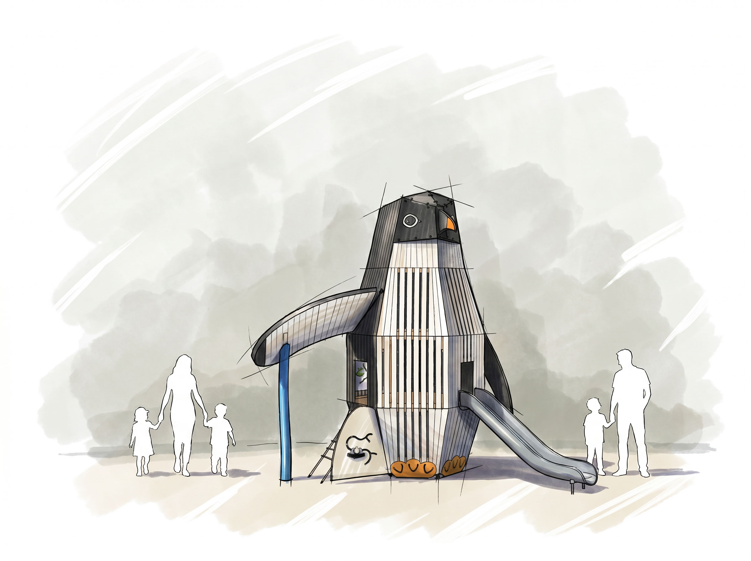robinia-infinity-sculpture sketch penguin