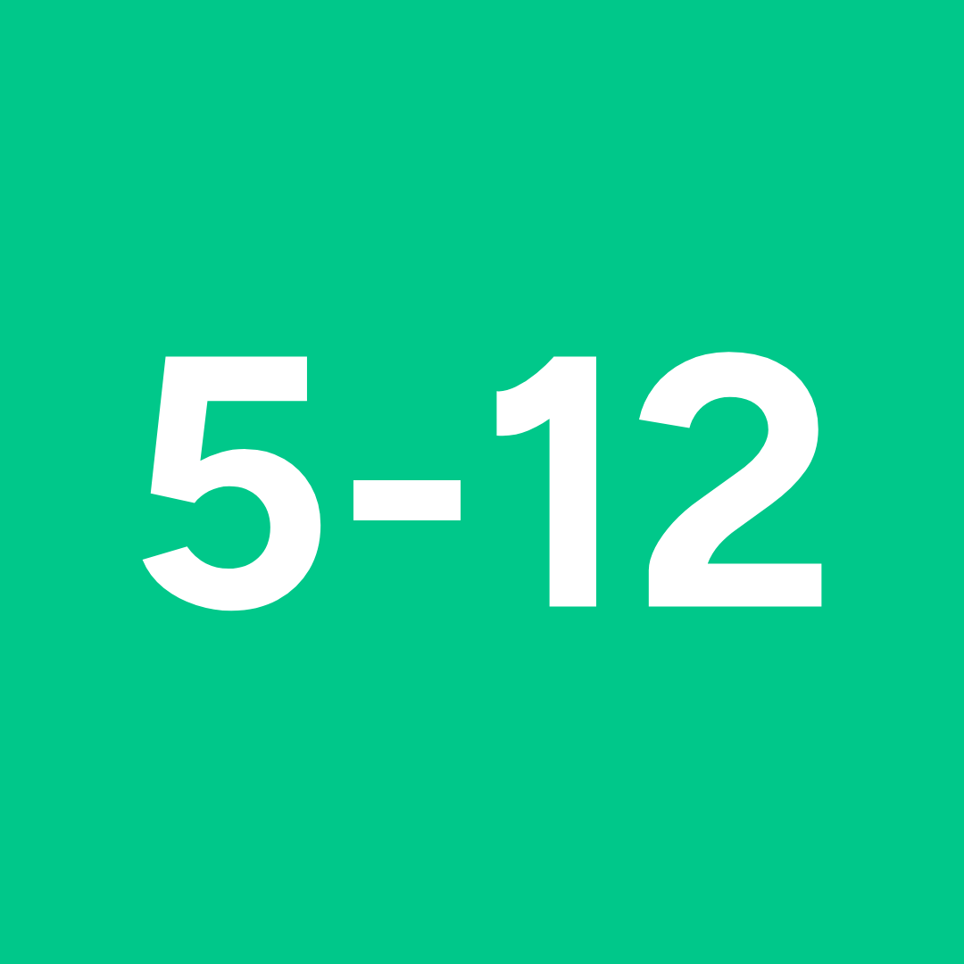White text “5–12” centered on a solid green background.