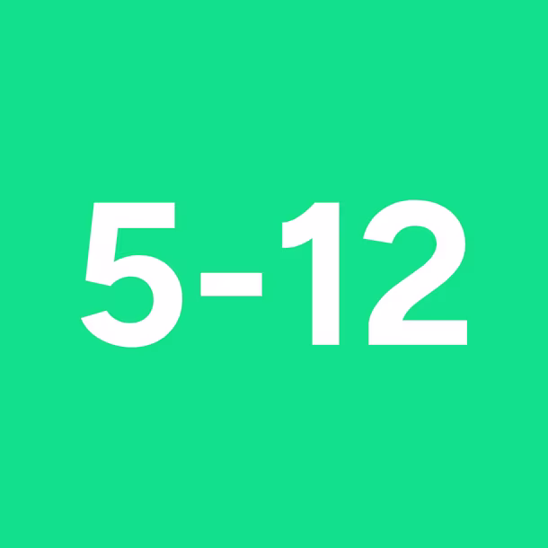 White text “5–12” centered on a solid green background.