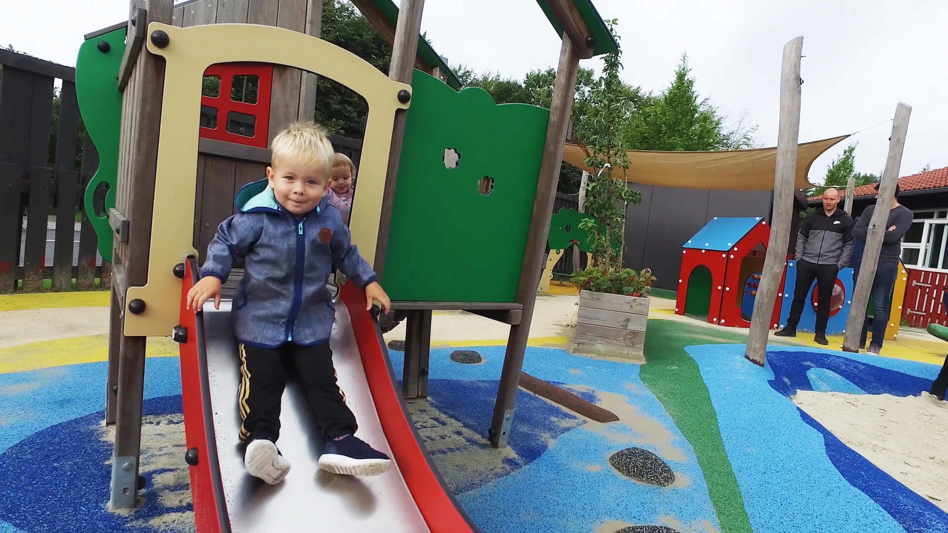 child playing on a kindergarten playground in Denmark