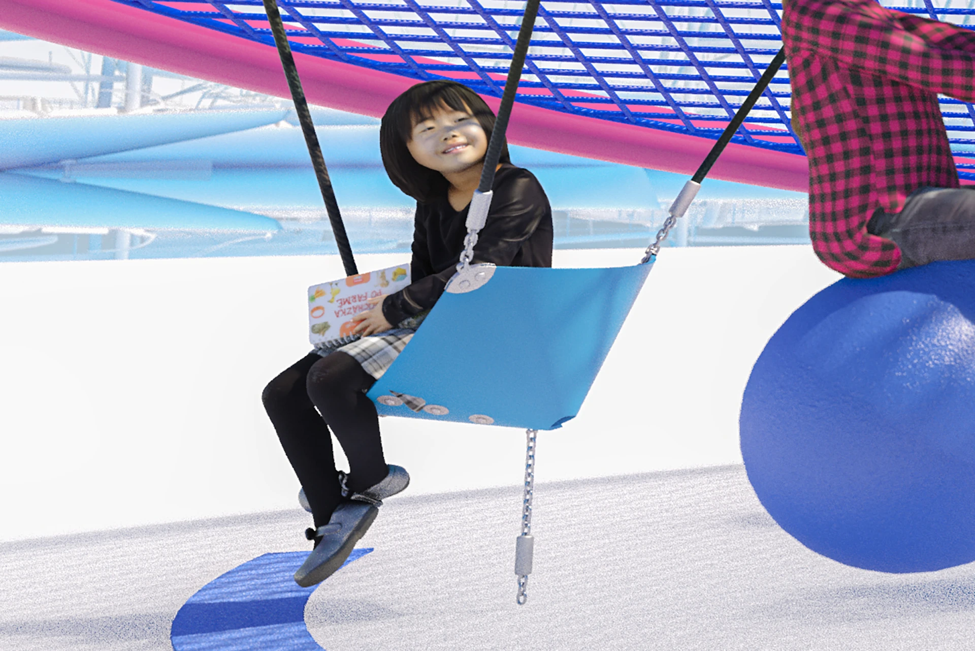 A concept design of a child sitting on a membrane seat