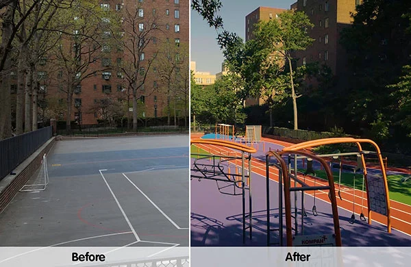 Stuytown Park in Manhattan - Before and After Shot