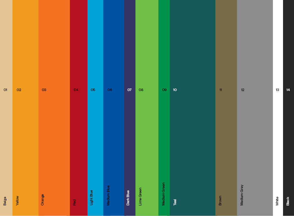 SUBPAGE GREEN: ARCHITECT  - materials in all colours - colour palette