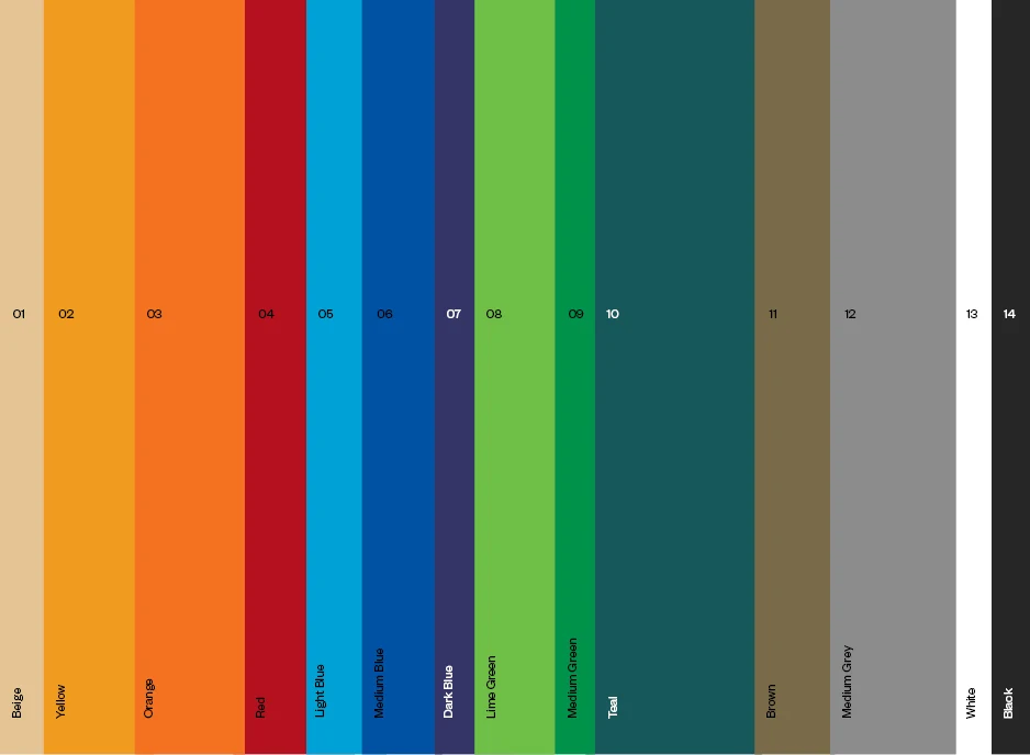 Palette de couleurs pour les équipements d'aires de jeux
