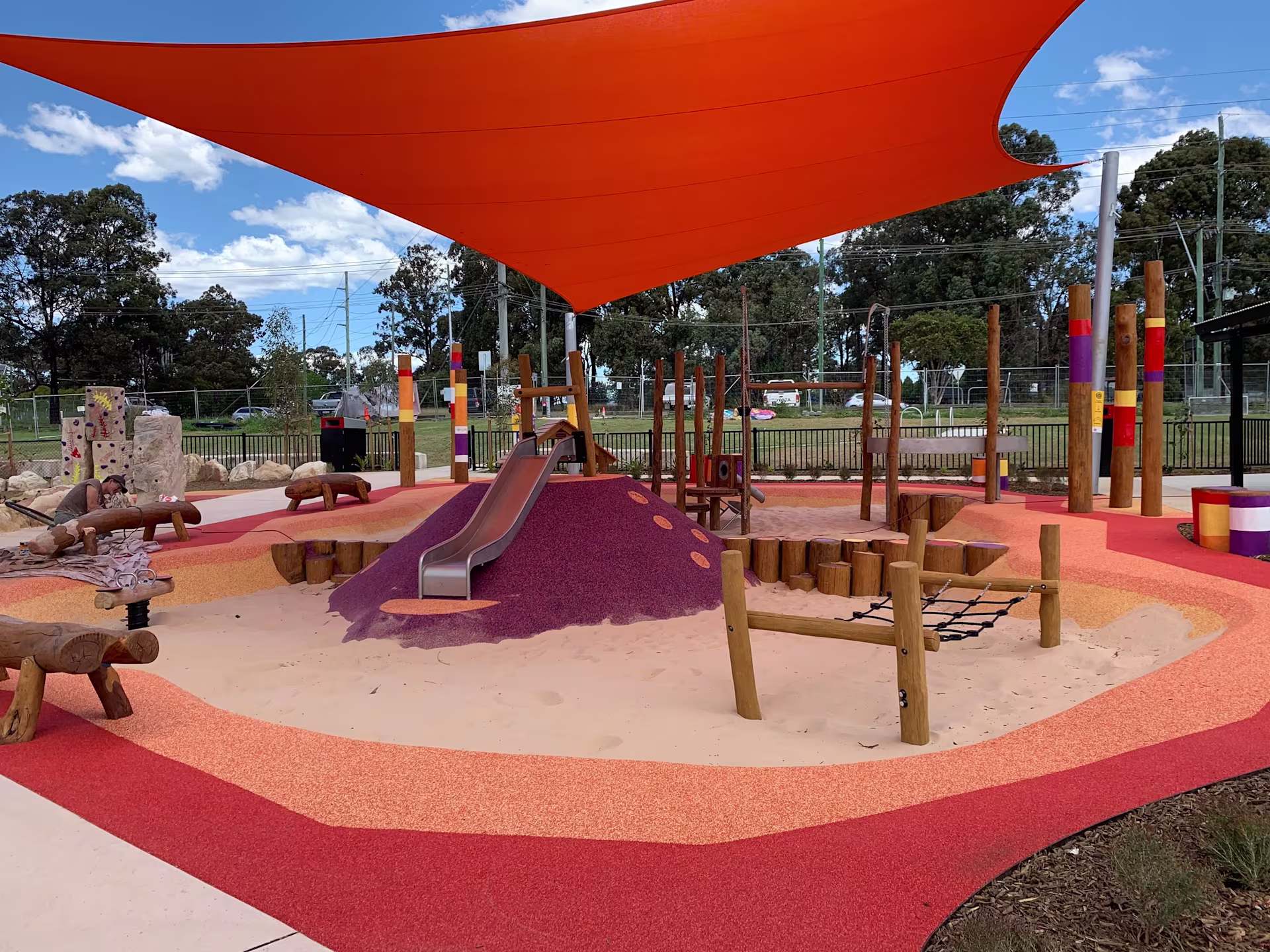playground structure with build-in sunshades