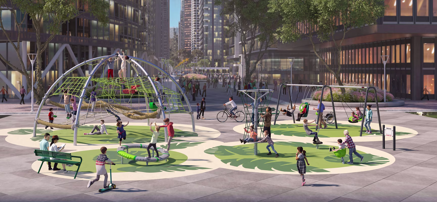Design idea of a rope playground in the middle of a city centre