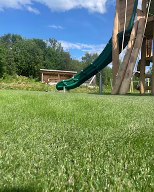 coloured artificial grass on a circus themed playground