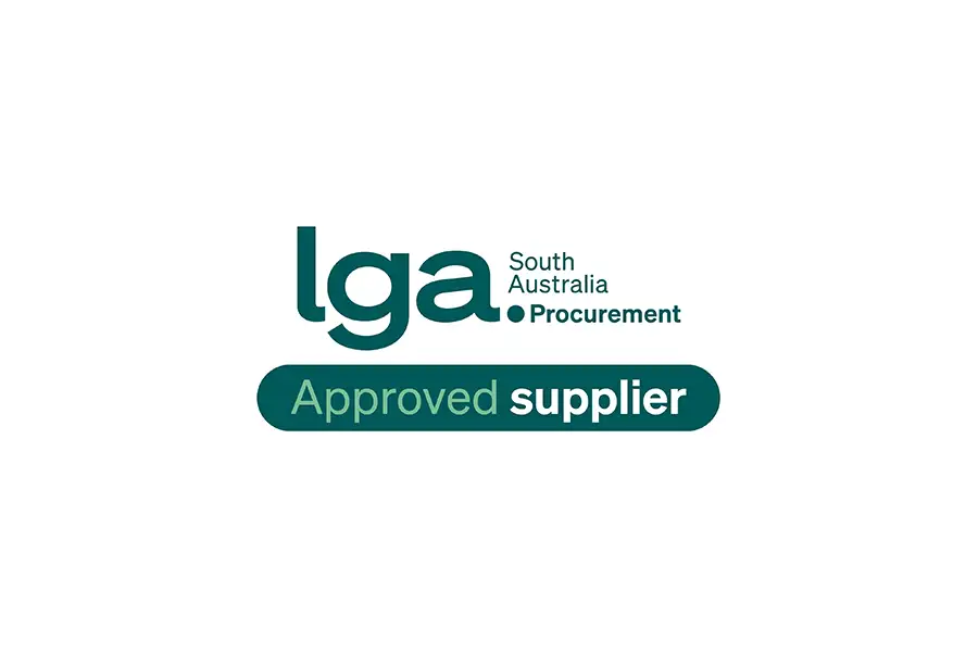 LGA South Australia Procurement logo with teal text and badge reading “Approved supplier” on a white background.