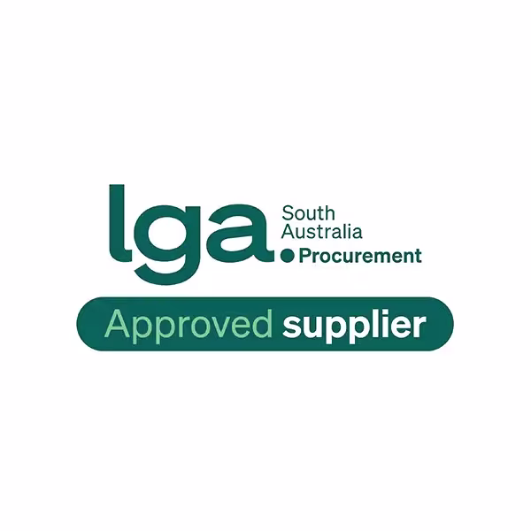 LGA South Australia Procurement logo with teal text and badge reading “Approved supplier” on a white background.