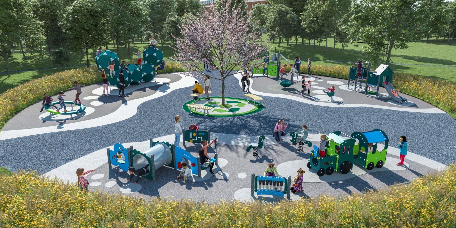 Design idea for a low carbon playground within a park