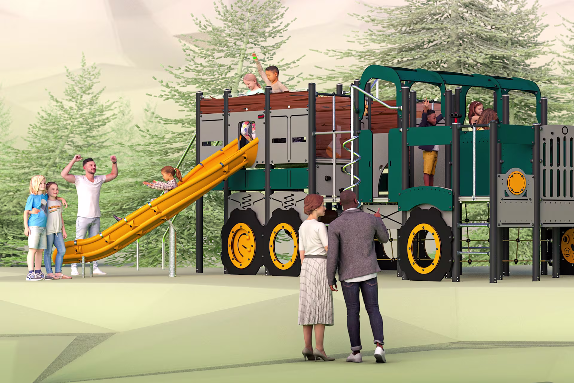 The Pine Tree Forest and Lumber Truck - BANNISTER