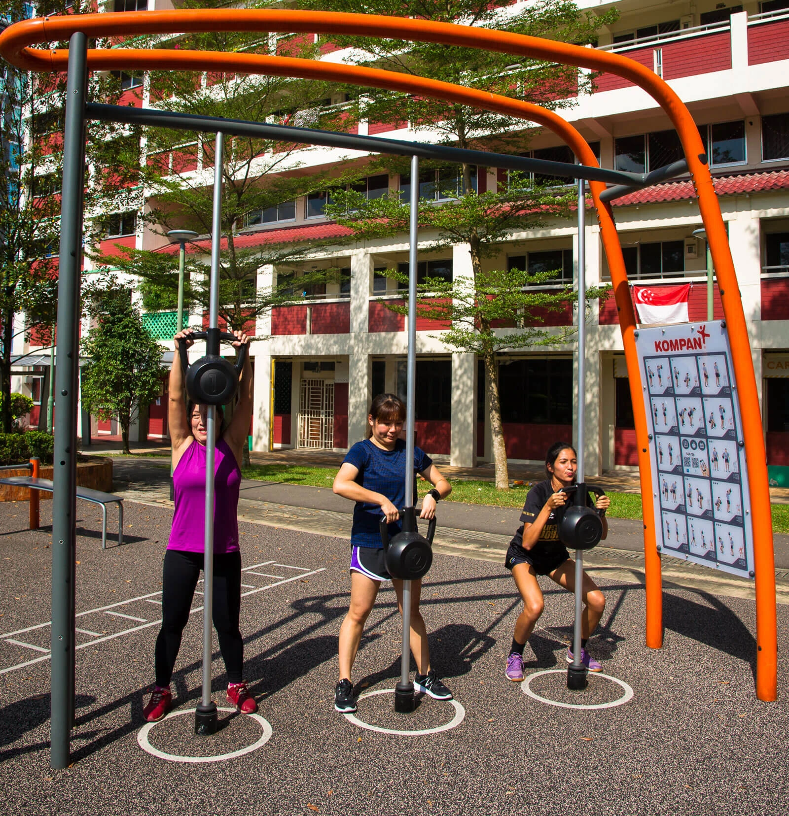 people working out at outdoor gym at Taman Jurong Park