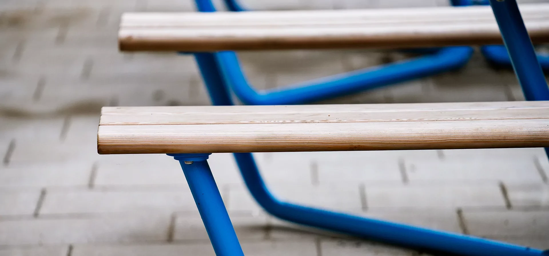 agora bench and table set designed to be accessible for wheelchair users