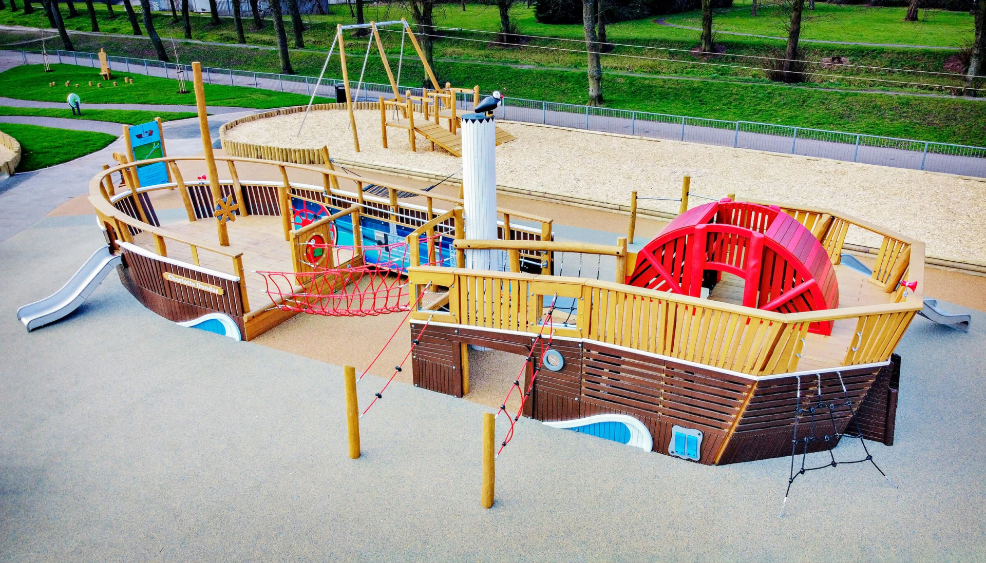 Playground steam bout customised ship in Zetland Park