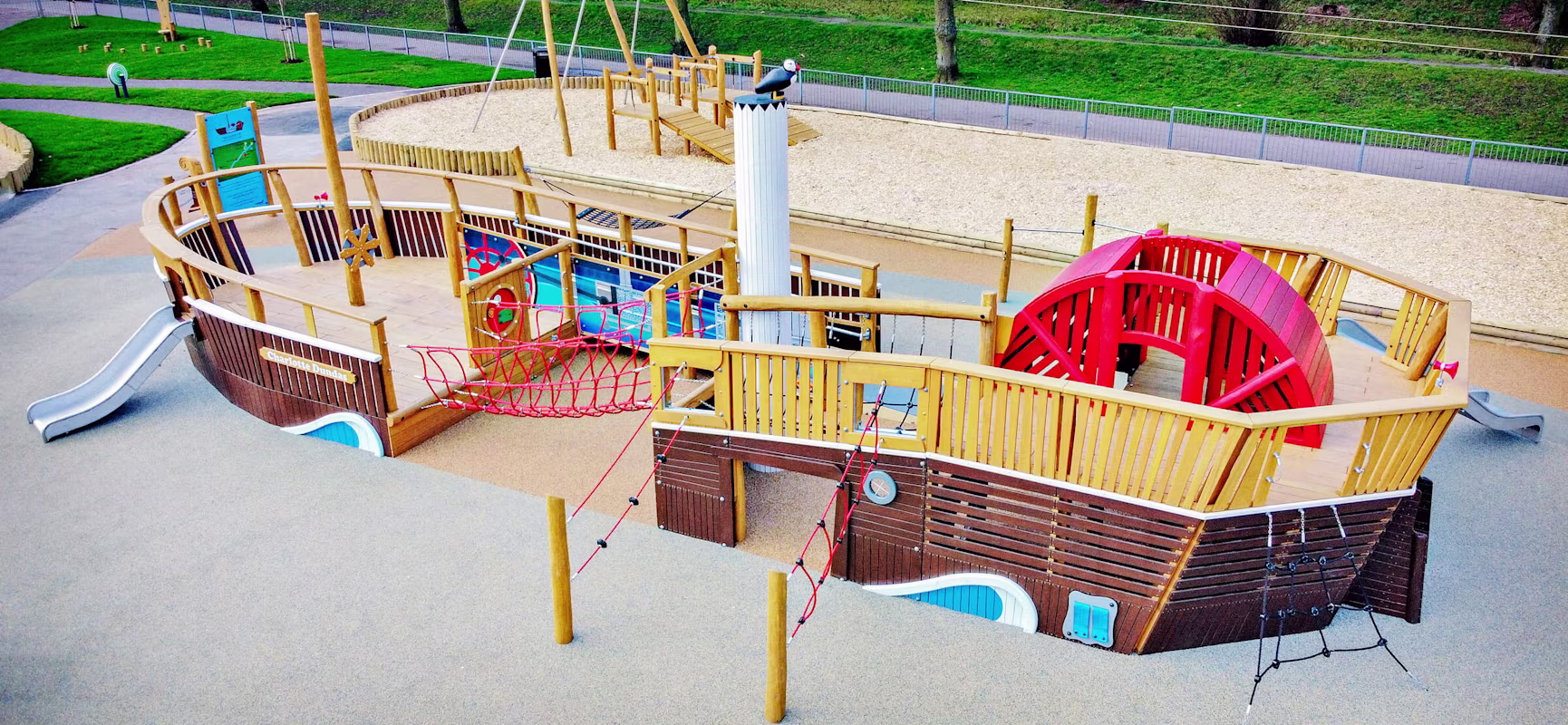 Playground steam bout customised ship in Zetland Park