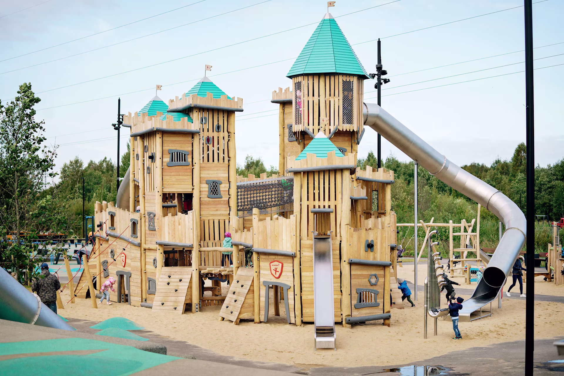 Large wooden playground castle in Tallinn city