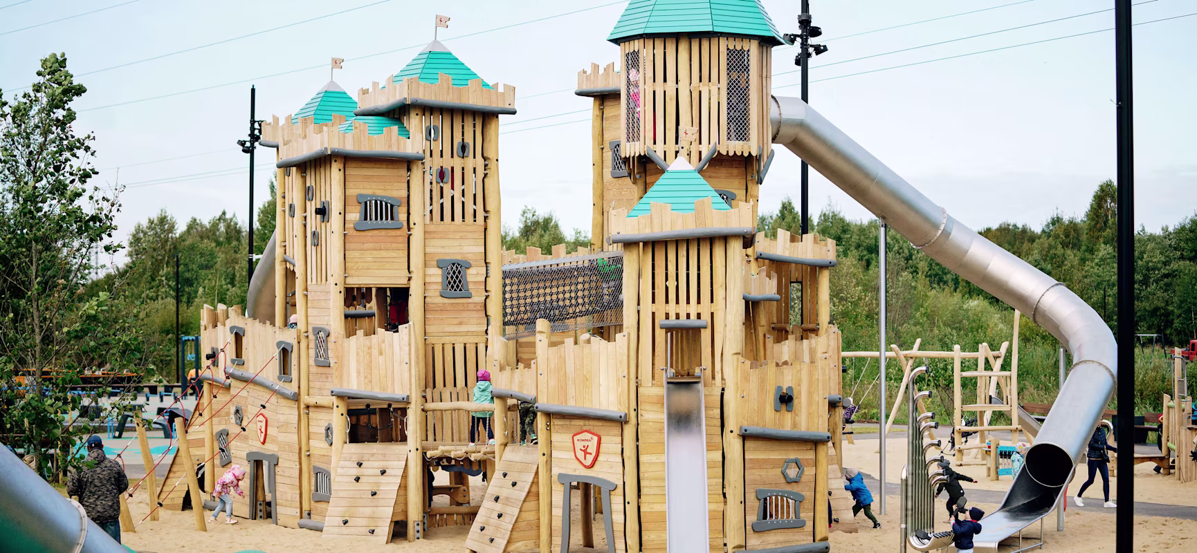 Large wooden playground castle in Tallinn city