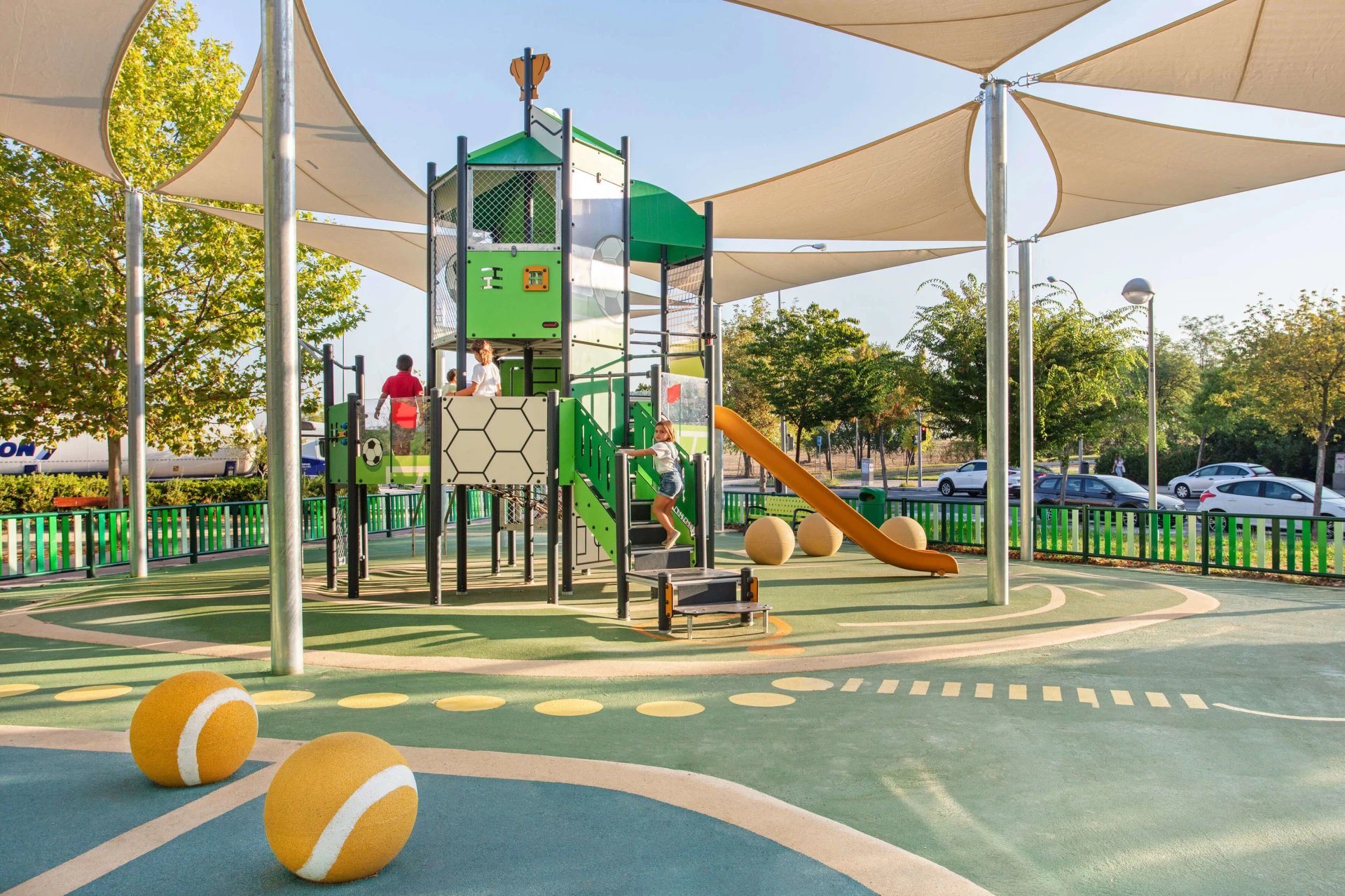 An image of a KOMPAN playground at a California park