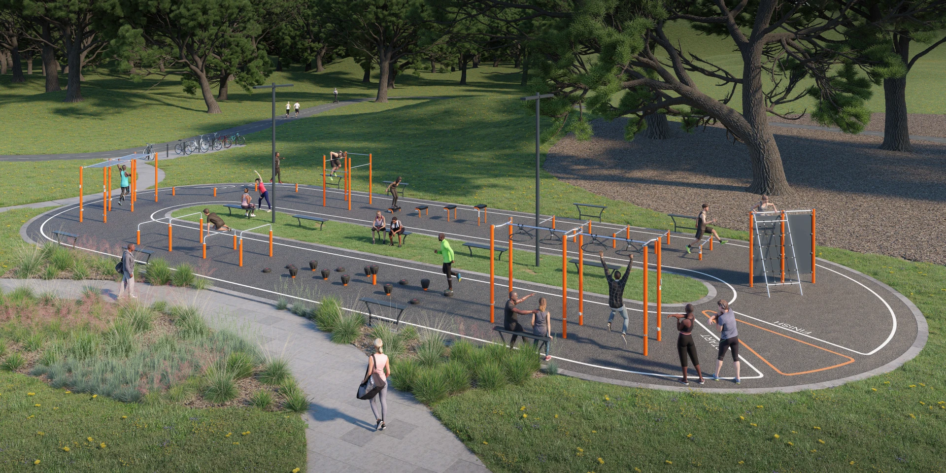 Concept design for and outdoor fitness area and obstacle course
