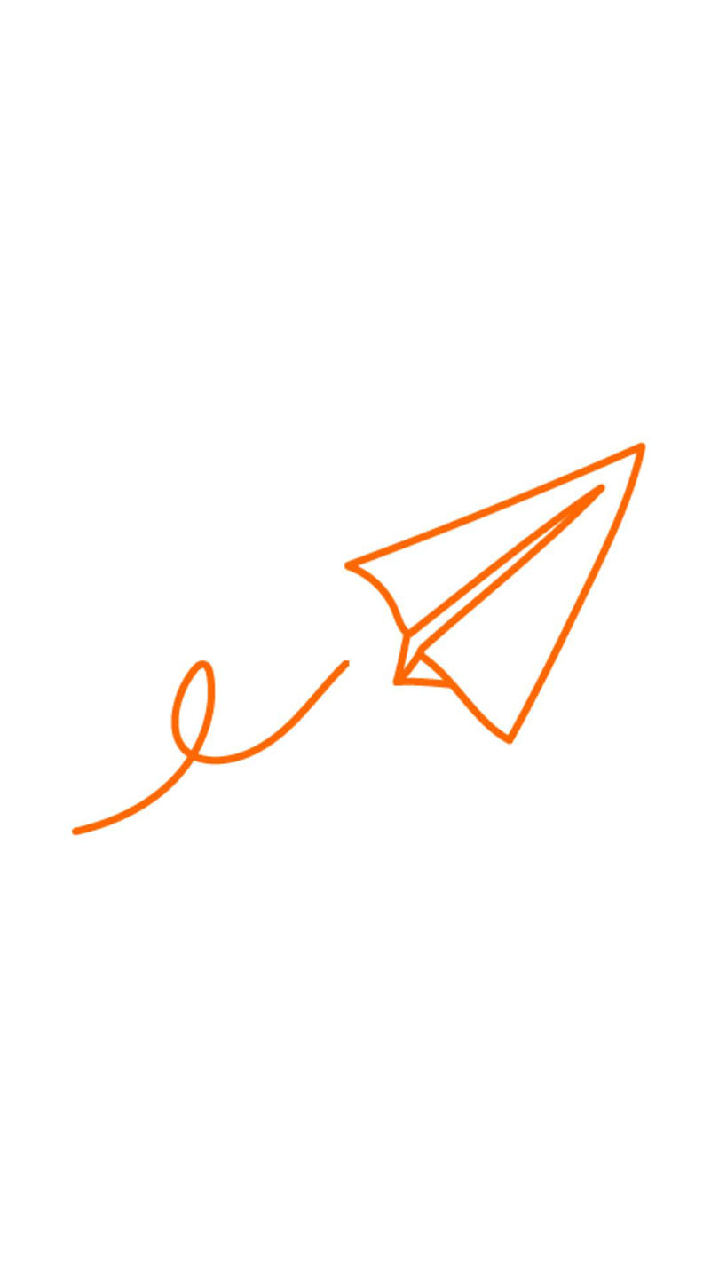 Orange paper plane in motion icon