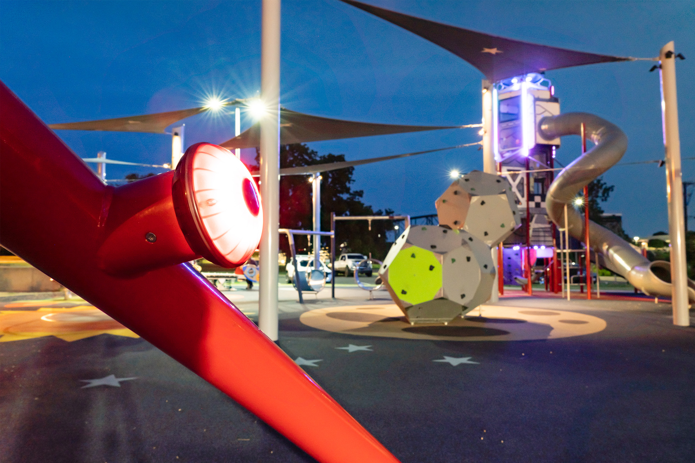 Rocket Giant XL with lighting and OrbitPlay sensor at Bledsoe-Miller STEAM Center in Waco, Texas.