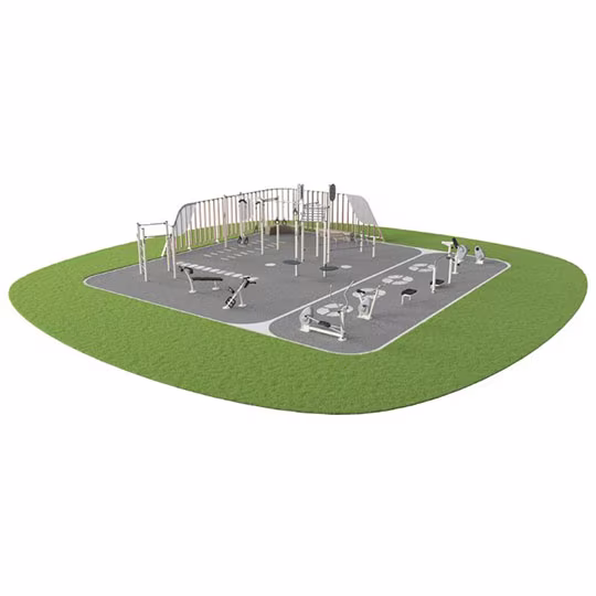 3D rendering of KOMPAN FitBLOCK outdoor fitness solution