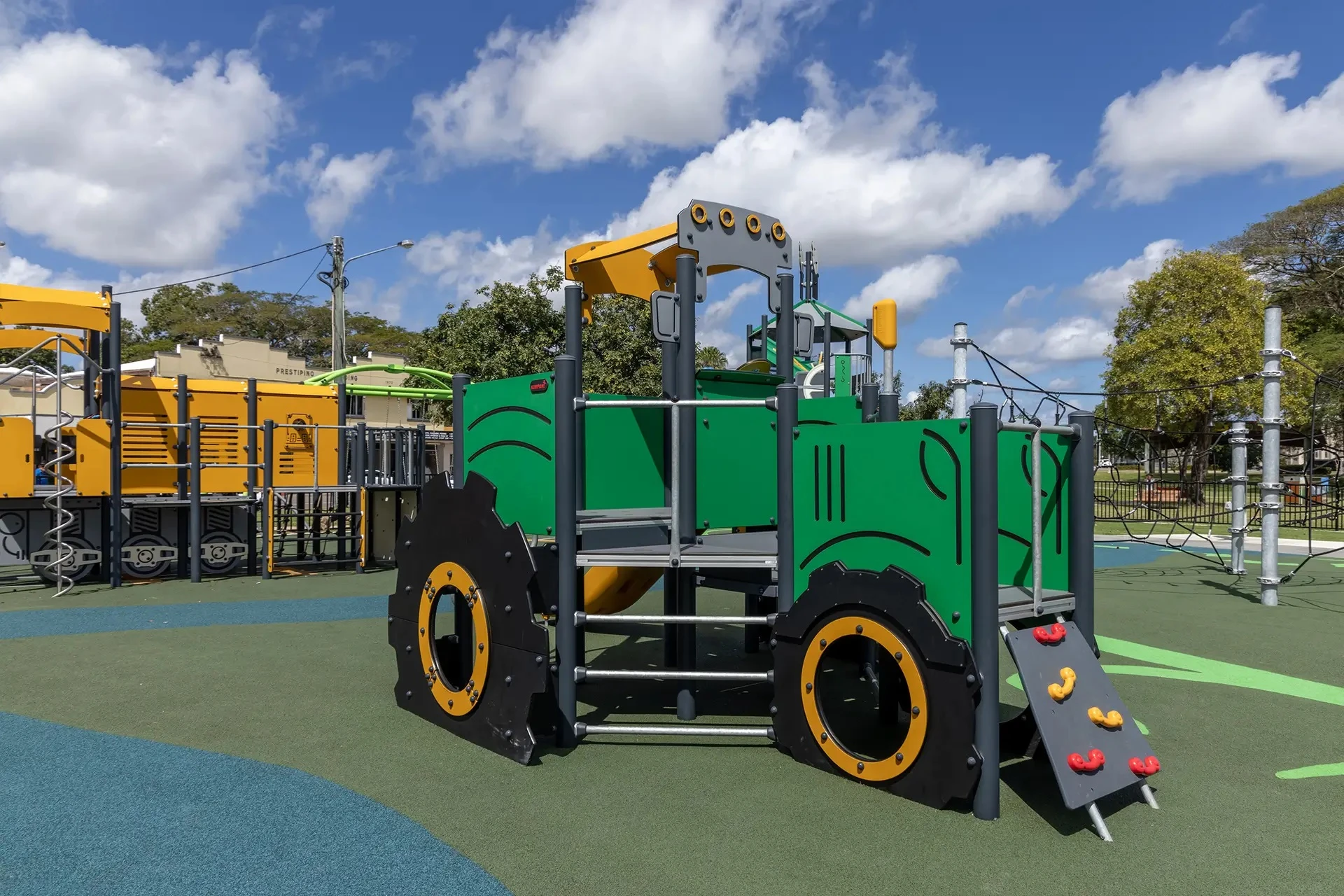 hero image of tractor themed playground 