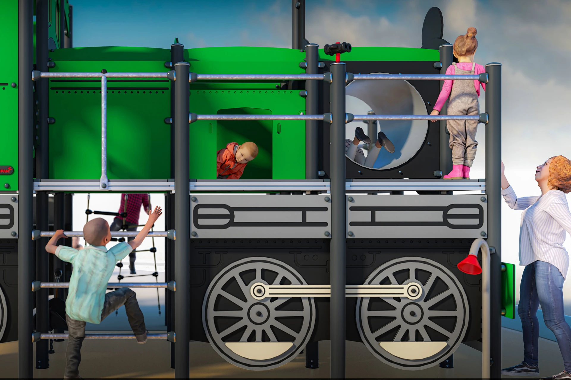 Konceptbild på barn som klättrar på ett tåg