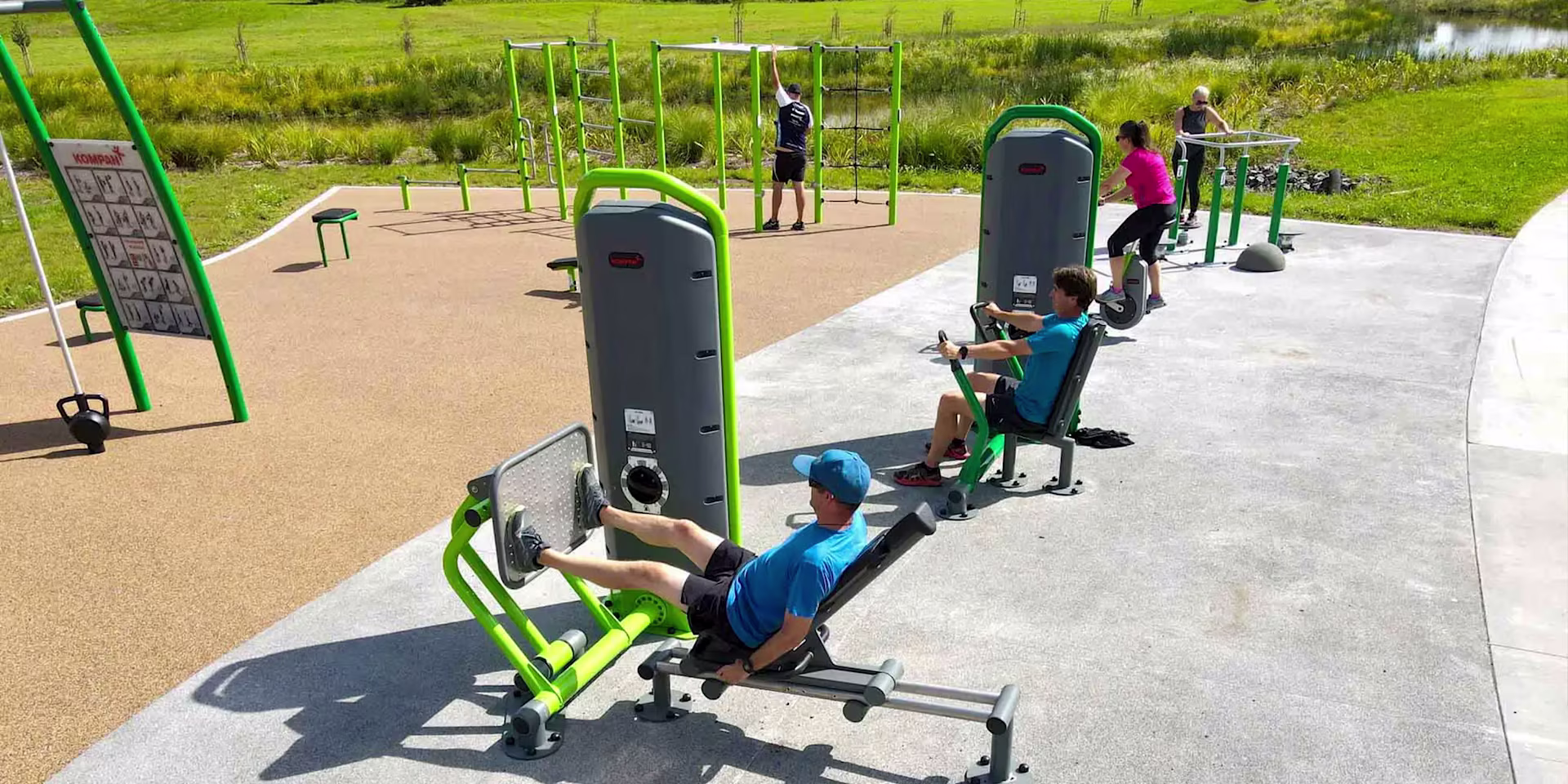 woman working out on outdoor gym equipment