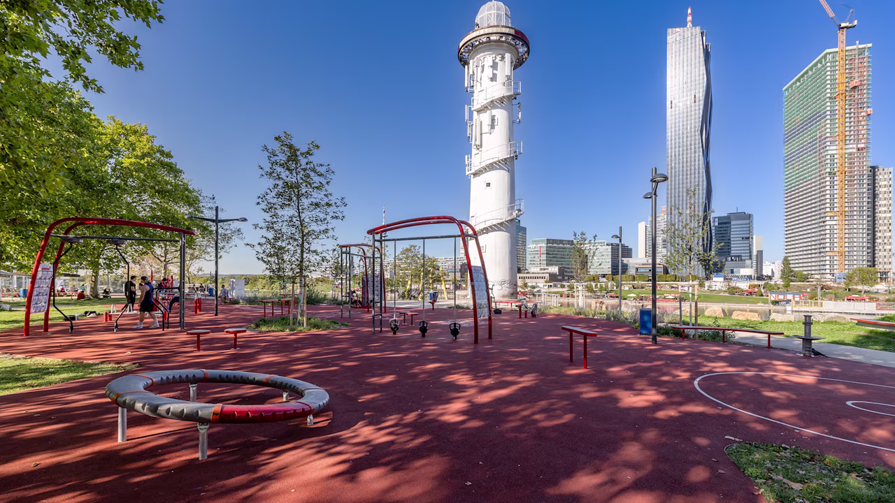 Fitnessbereich auf der Donauinsel in Wien