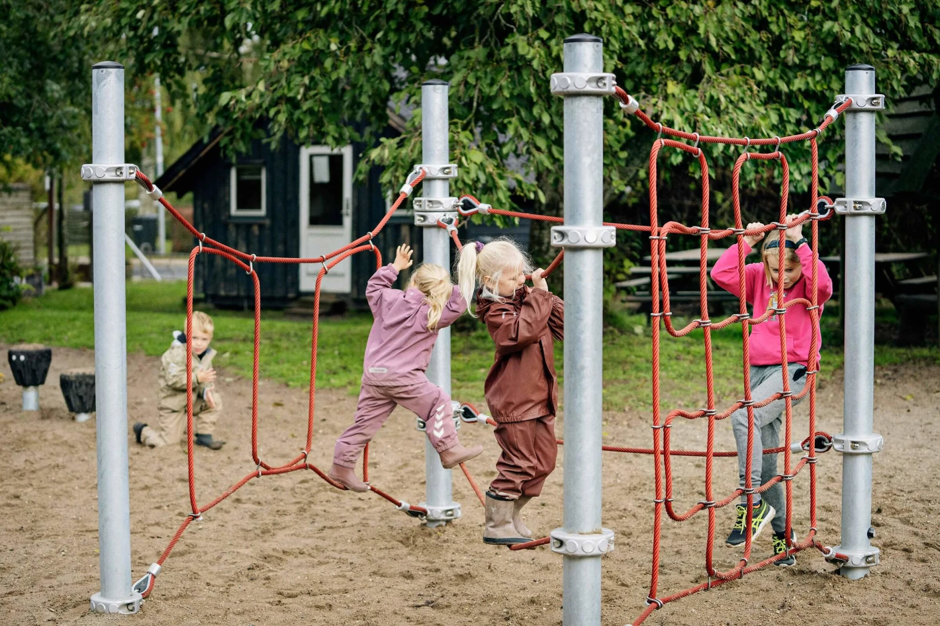 Girls playing in climbing trails for primary schools