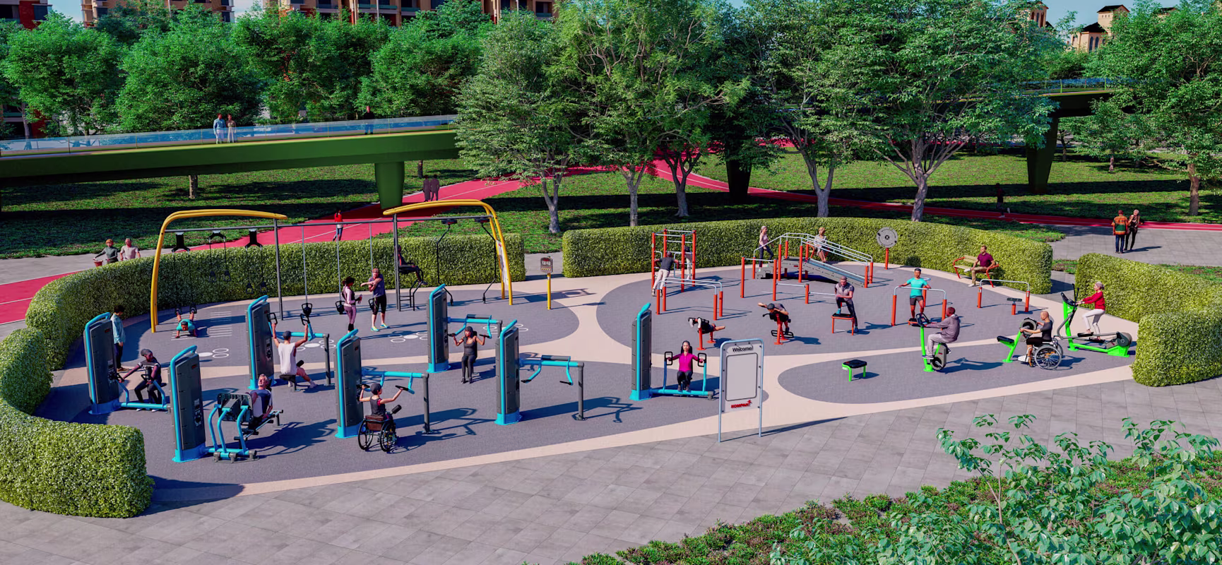Design outdoor of an inclusive outdoor fitness area